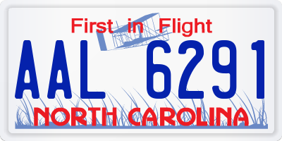 NC license plate AAL6291