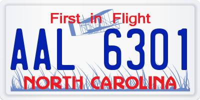 NC license plate AAL6301