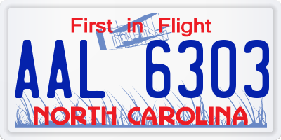 NC license plate AAL6303