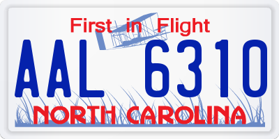 NC license plate AAL6310