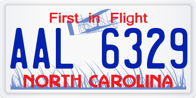 NC license plate AAL6329