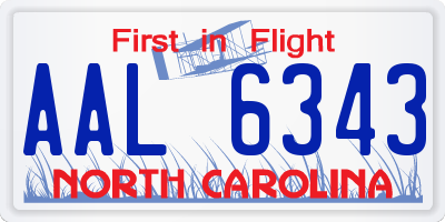 NC license plate AAL6343
