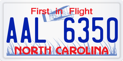 NC license plate AAL6350