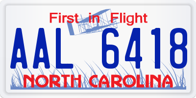 NC license plate AAL6418