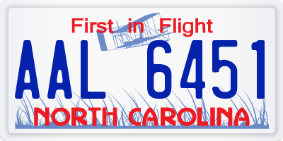 NC license plate AAL6451