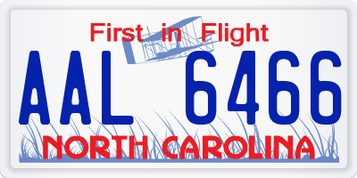 NC license plate AAL6466