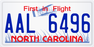NC license plate AAL6496