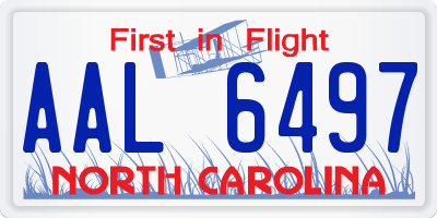 NC license plate AAL6497
