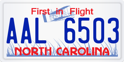 NC license plate AAL6503