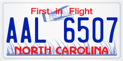 NC license plate AAL6507