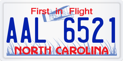 NC license plate AAL6521