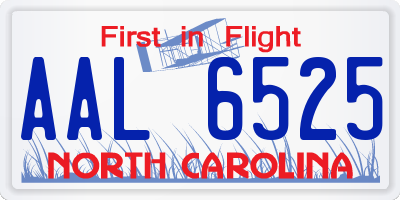 NC license plate AAL6525