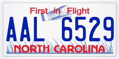 NC license plate AAL6529
