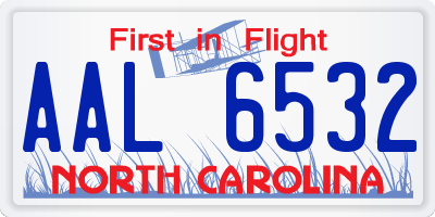 NC license plate AAL6532