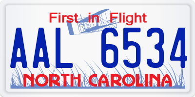 NC license plate AAL6534