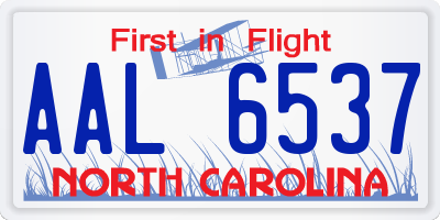NC license plate AAL6537