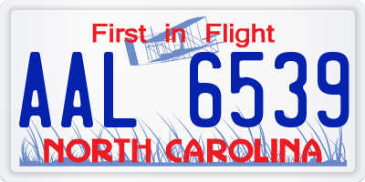 NC license plate AAL6539