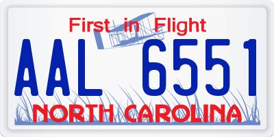 NC license plate AAL6551