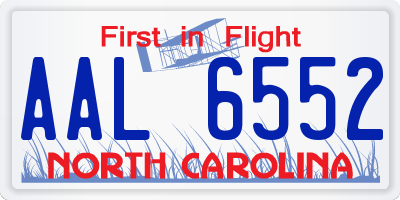 NC license plate AAL6552