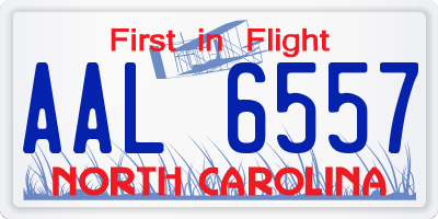 NC license plate AAL6557