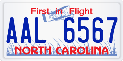 NC license plate AAL6567