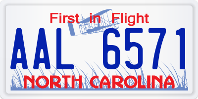 NC license plate AAL6571