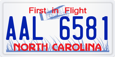 NC license plate AAL6581