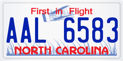 NC license plate AAL6583