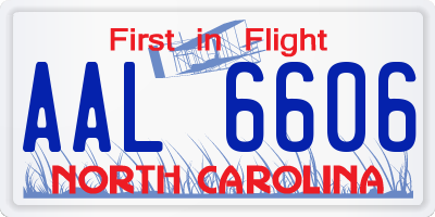 NC license plate AAL6606