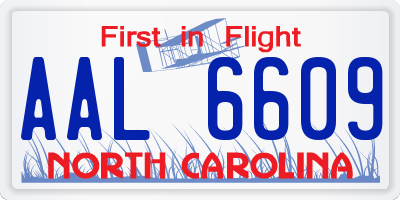 NC license plate AAL6609