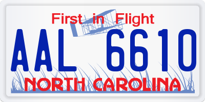 NC license plate AAL6610