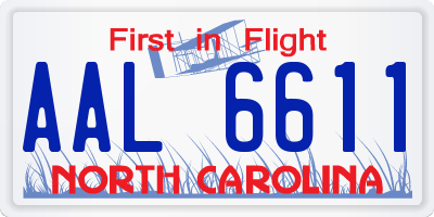 NC license plate AAL6611