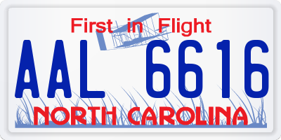NC license plate AAL6616