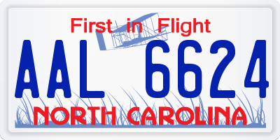 NC license plate AAL6624