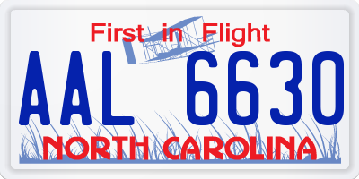 NC license plate AAL6630