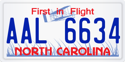 NC license plate AAL6634