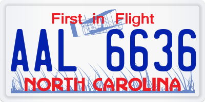 NC license plate AAL6636