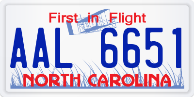 NC license plate AAL6651