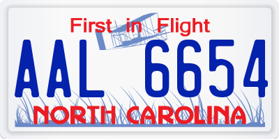 NC license plate AAL6654