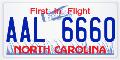 NC license plate AAL6660