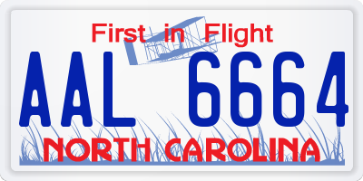 NC license plate AAL6664