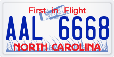 NC license plate AAL6668