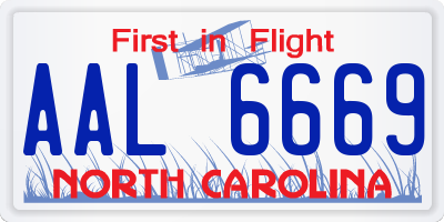 NC license plate AAL6669