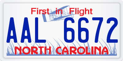NC license plate AAL6672