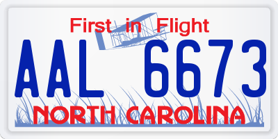 NC license plate AAL6673