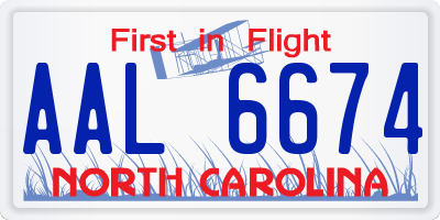 NC license plate AAL6674