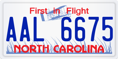 NC license plate AAL6675