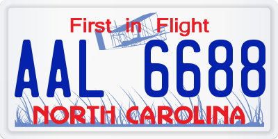 NC license plate AAL6688