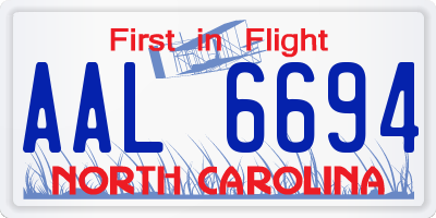 NC license plate AAL6694