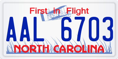 NC license plate AAL6703